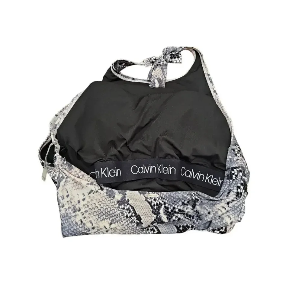NWOT Calvin Klein Printed High-Neck Halter One-Piece Swimsuit Sz 18
